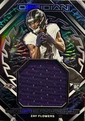 Zay Flowers [Purple Electric Etch] #UM-ZFL Football Cards 2023 Panini Obsidian Unbreakable Memorabilia Prices