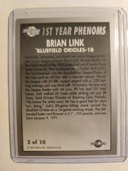 Back | Brian Link [1st Year Phenoms] 2 of 10 Baseball Cards 1992 Fleer Excel