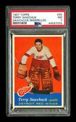 Terry Sawchuk [Sawchuck Misspelled] #35 Hockey Cards 1957 Topps Prices
