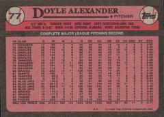 Back | Doyle Alexander Baseball Cards 1989 Topps