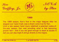 Card Back | Ken Griffey Jr. [1989 Season] Baseball Cards 1990 Star Nova Edition