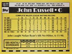 Rear | John Russell Baseball Cards 1990 Topps Traded Tiffany
