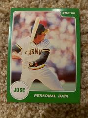 Jose Canseco #Personal Data Sticker GREEN Baseball Cards 1986 Star Canseco Prices