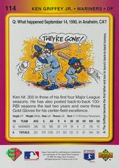 Card Back | Ken Griffey Jr. Baseball Cards 1993 Upper Deck Fun Packs
