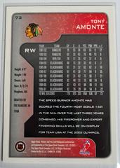 Backside | Tony Amonte Hockey Cards 2001 Upper Deck Victory