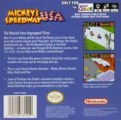 Back Cover | Mickey's Speedway USA GameBoy Color