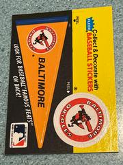 Baltimore Pennant  | Baltimore Orioles Baseball Cards 1987 Fleer Team Stickers