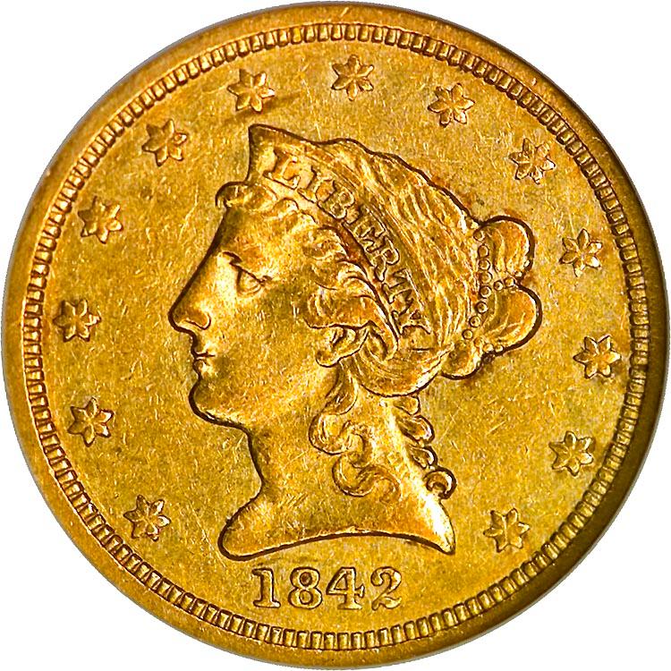 1842 Coins Liberty Head Quarter Eagle