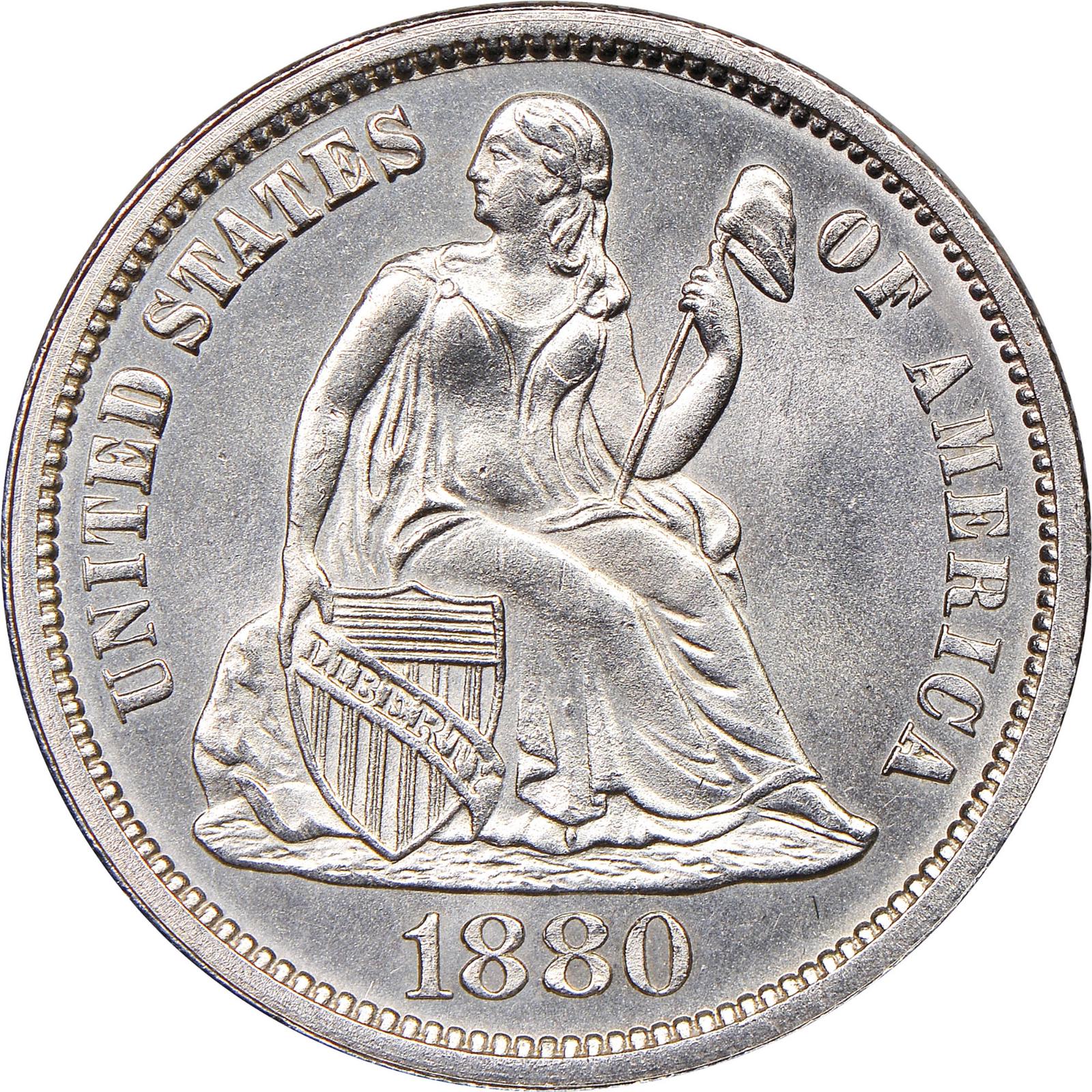 1880 Coins Seated Liberty Dime