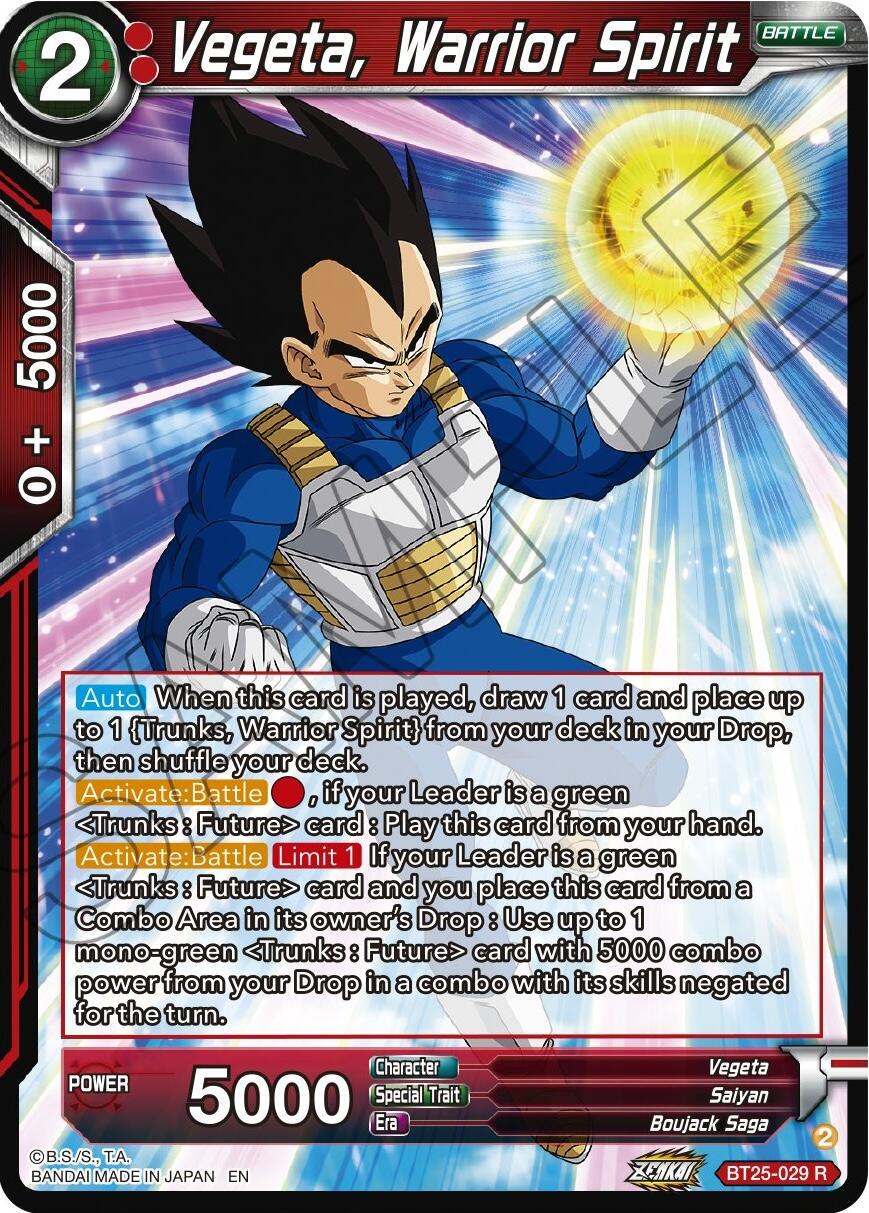 Vegeta, Warrior Spirit BT25-029 Dragon Ball Super Legend of the Dragon Balls