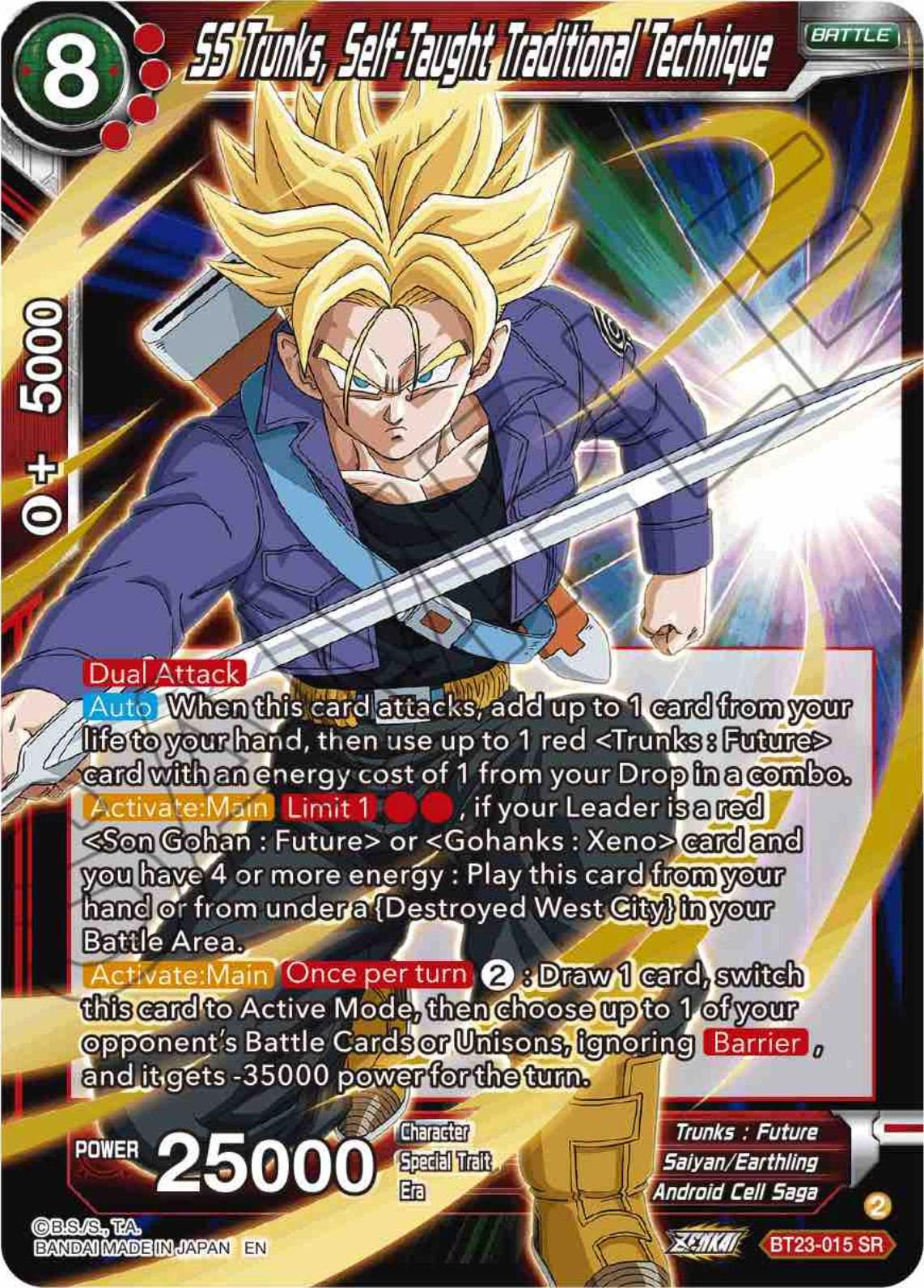 SS Trunks, Self-Taught Traditional Technique [Foil] BT23-015 Dragon Ball Super Perfect Combination