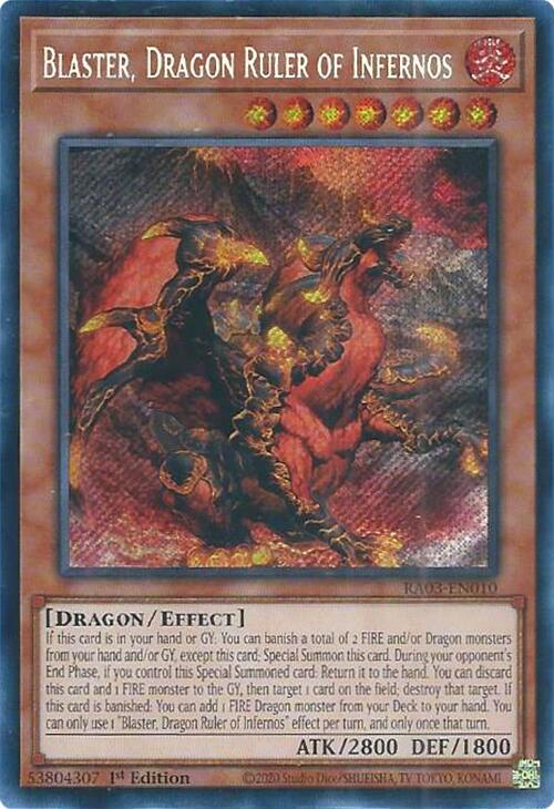 Blaster, Dragon Ruler of Infernos [Quarter Century Secret Rare] RA03-EN010 YuGiOh Quarter Century Bonanza