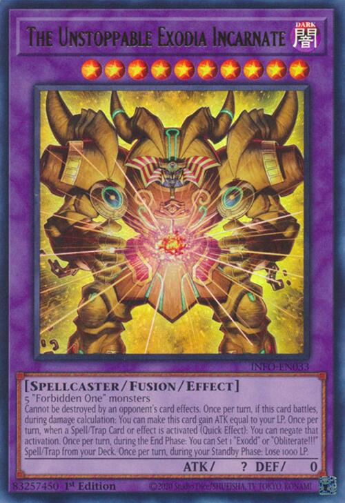 The Unstoppable Exodia Incarnate INFO-EN033 YuGiOh The Infinite Forbidden