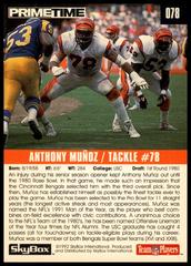 Back Of Card | Anthony Munoz Football Cards 1992 Skybox Primetime