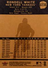 Rear | Rondell White Baseball Cards 2002 Fleer Tradition Update