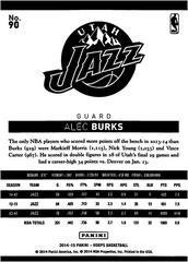 Back Of Card | Alec Burks Basketball Cards 2014 Panini Hoops