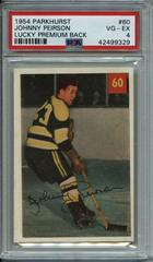 Johnny Peirson [Lucky Premium Back] #60 Hockey Cards 1954 Parkhurst Prices