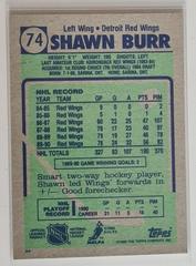 Backside | Shawn Burr Hockey Cards 1990 Topps