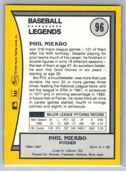 Back | Phil Niekro Baseball Cards 1990 Pacific Legends