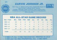 Back Side | Magic Johnson Basketball Cards 1985 Star
