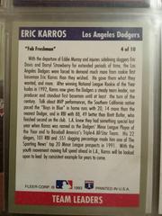 Reverse Image | Eric Karros Baseball Cards 1993 Fleer Team Leaders