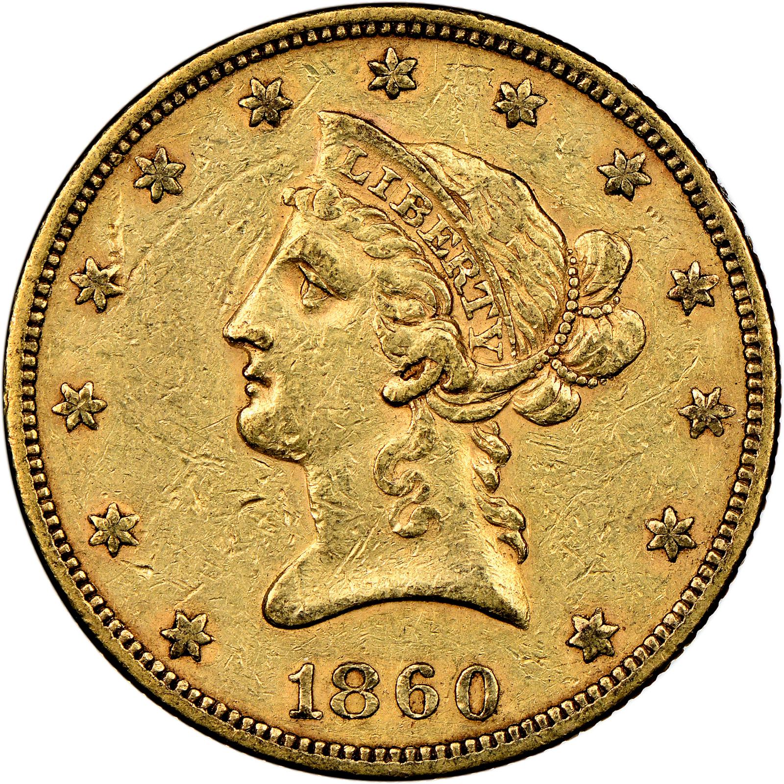 1860 Coins Liberty Head Gold Eagle