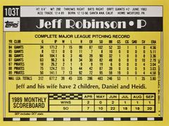 Rear | Jeff Robinson Baseball Cards 1990 Topps Traded Tiffany