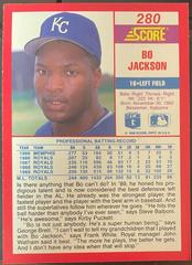 Back With Error, Watham.  Correct Name Is Wathan. | Bo Jackson [Error Watham] Baseball Cards 1990 Score