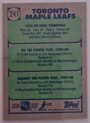 Backside | Toronto Maple Leafs Hockey Cards 1990 Topps