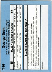 Back | George Brett Baseball Cards 1991 Classic