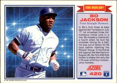 Back Of Card | Bo Jackson Baseball Cards 1991 Score
