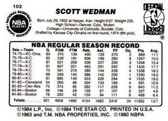 White Border - Back Side | Scott Wedman Basketball Cards 1986 Star