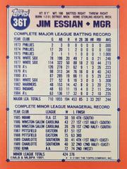Rear | Jim Essian Baseball Cards 1991 Topps Traded Tiffany
