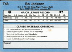 Back | Bo Jackson Baseball Cards 1991 Classic