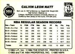 Back Side | Calvin Natt Basketball Cards 1986 Star