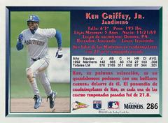 Card Back | Ken Griffey Jr. Baseball Cards 1993 Pacific Spanish