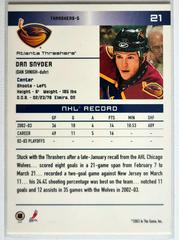 Backside | Dan Snyder [Action] Hockey Cards 2003 ITG Toronto Star