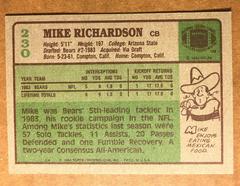 Contains C | Mike Richardson [Error Contains C] Football Cards 1984 Topps