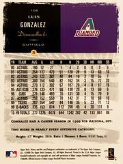 Rear | Luis Gonzalez Baseball Cards 2000 Upper Deck Victory