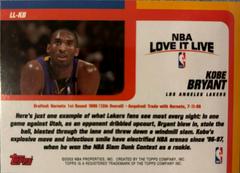Back | Kobe Bryant Basketball Cards 2003 Topps Love It Live