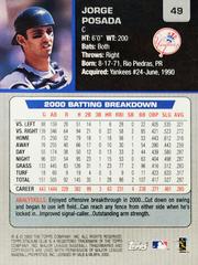 Rear | Jorge Posada Baseball Cards 2001 Stadium Club