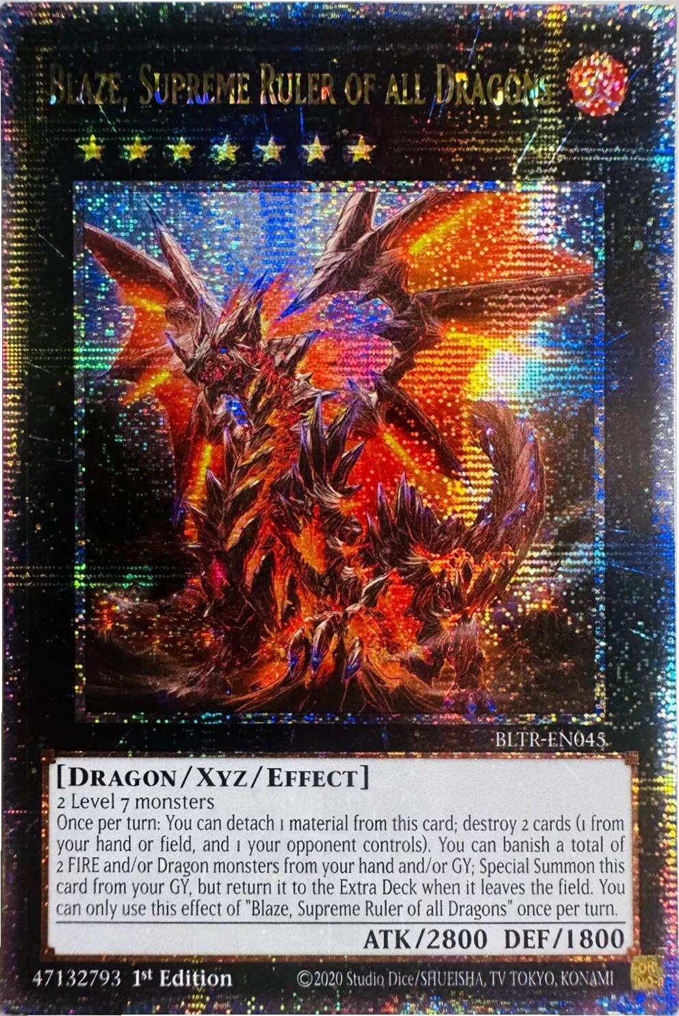 Blaze, Supreme Ruler of all Dragons [Quarter Century Secret Rare] BLTR-EN045 YuGiOh Battles of Legend: Terminal Revenge