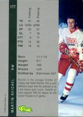 Back Of Card | Martin Reichel Hockey Cards 1992 Classic 4 Sport