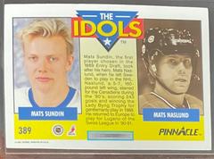 Back | Mats Sundin, Mats Naslund Hockey Cards 1991 Pinnacle