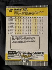  Card Back | Manny Lee Baseball Cards 1989 Fleer