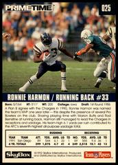 Back Of Card | Ronnie Harmon Football Cards 1992 Skybox Primetime