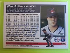 Reverse | Paul Sorrento Baseball Cards 1994 Topps Gold