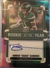 Ahman Sauce Gardner [Rookie of the Year Autograph Nebula] #ROY-AG Football Cards 2022 Panini Contenders Optic Rookie of the Year Prices