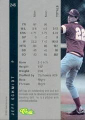 Back Of Card | Jeff Schmidt Baseball Cards 1992 Classic 4 Sport