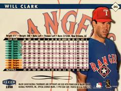 Rear | Will Clark Baseball Cards 1998 Fleer Tradition